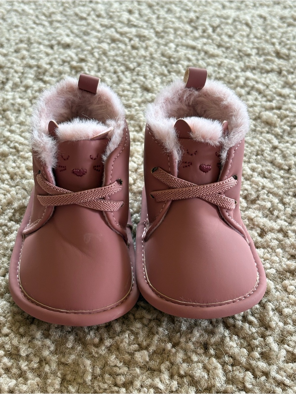 Carter's Mauve Pink Fuzzy-Lined Baby Booties
